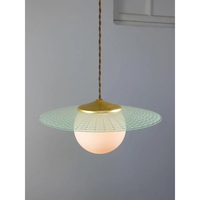 Mid-Century Italian Brass and Opaline Angel Pendant Lamp For Sale - Image 16 of 16