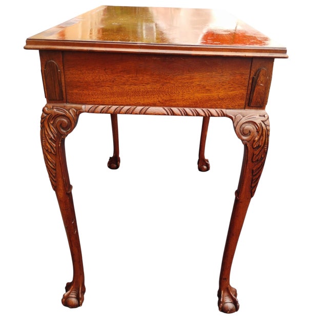Elegant Chippendale Style Mahogany Writing & Console Table 1920 For Sale In Raleigh - Image 6 of 12