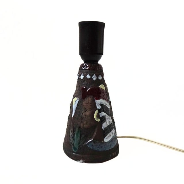 Vintage Handmade Round Table Lamp with Egyptian Motiv from Tilgmans, Sweden For Sale - Image 3 of 6