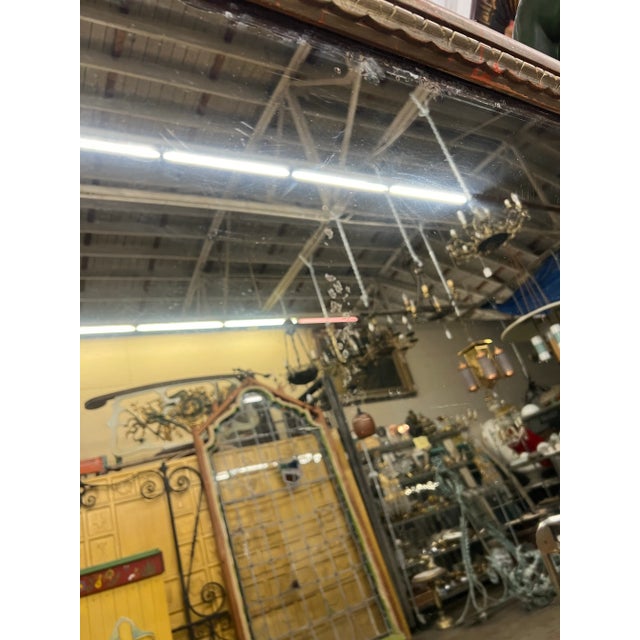 Bronze Vintage 1930's Charm Oversized Wall Mirror With Red Accents For Sale - Image 8 of 12