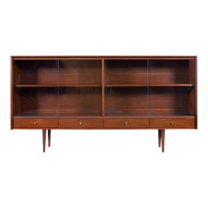 1960s Mid-Century Walnut Credenza or Bookcase With Glass Doors by Merton Gershun