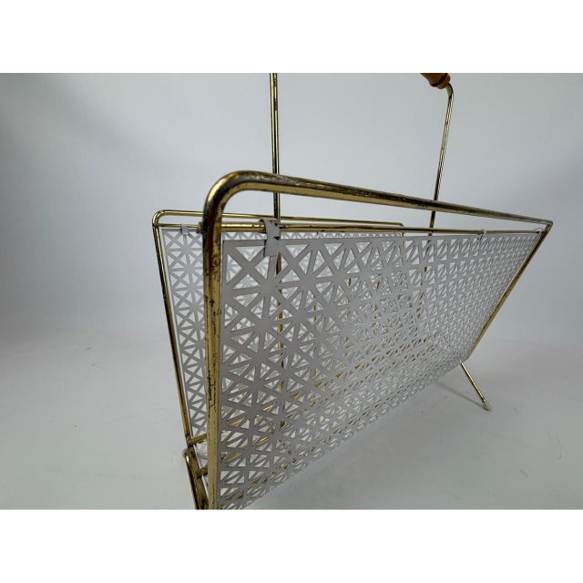 Wood Mid-Century Modern Magazine Rack with Bamboo Handle, 1960s For Sale - Image 7 of 9