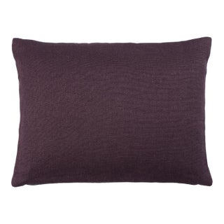 Schumacher Jumi Stonewashed Linen 18" Lumbar Pillow In Aubergine For Sale