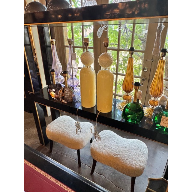 Glass Modern Murano Ivory Glass Cone Form Lamps - Pair For Sale - Image 7 of 7