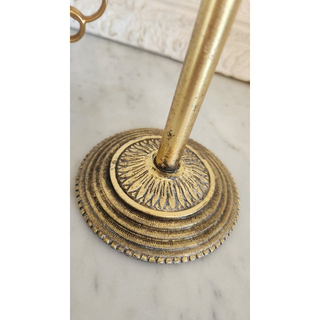 1960s 1960s Hollywood Regency Brass Double-Arm Guest Towel Stand For Sale - Image 5 of 18