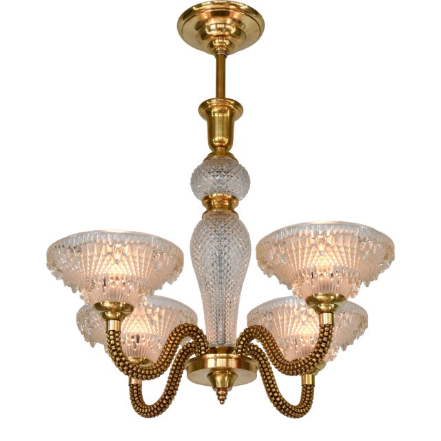French Art Deco Chandelier by Boris Lacroix 1930s France For Sale