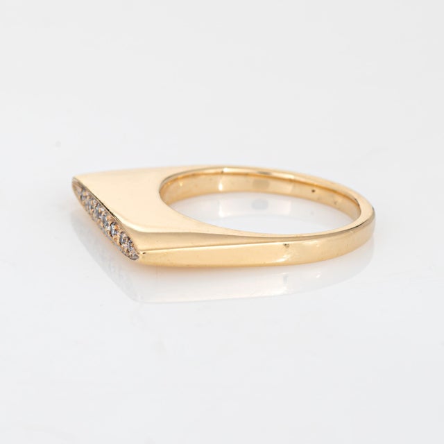 70s Diamond Square Ring Sz 5 Stacking Band Vintage 14k Yellow Gold Jewelry For Sale In Los Angeles - Image 6 of 6