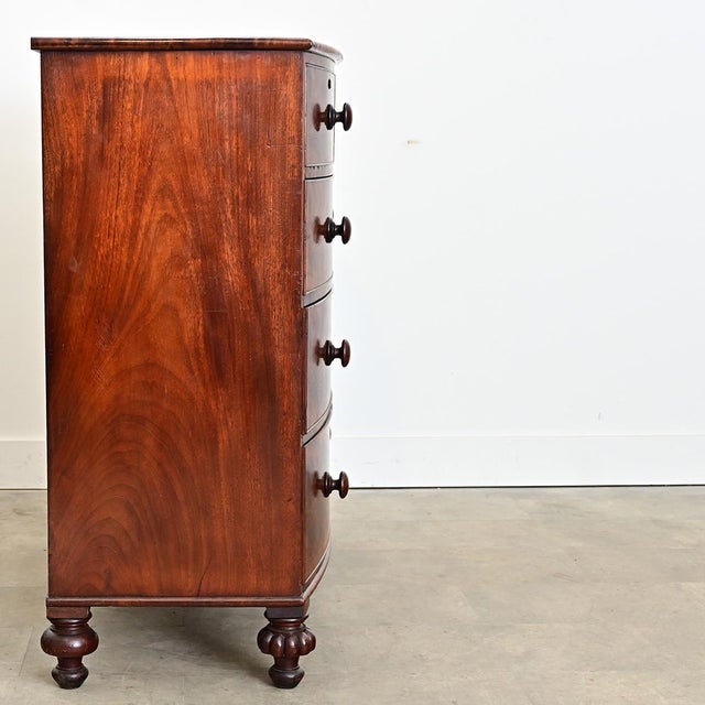 English 19th Century Mahogany Bowfront Chest of Drawers For Sale - Image 10 of 11