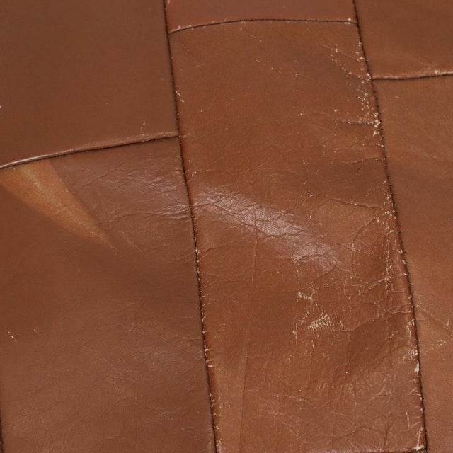 Vintage Round Faux Leather Ottoman, 1970s For Sale - Image 13 of 14