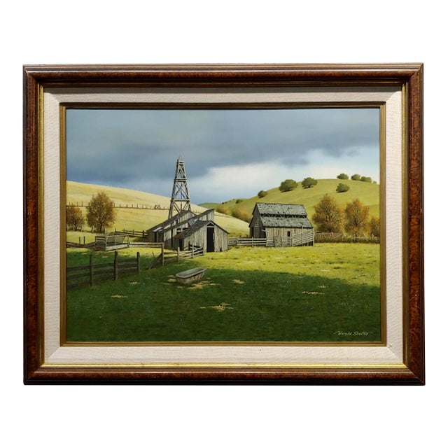 Harold Shelton -Abandon Barn in a California Farm Landscape -Oil Painting For Sale