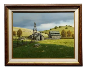 Harold Shelton -Abandon Barn in a California Farm Landscape -Oil Painting