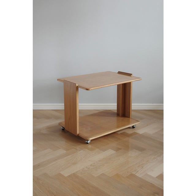 Brown Vintage Oak Cart on Wheels, 1970s For Sale - Image 8 of 8