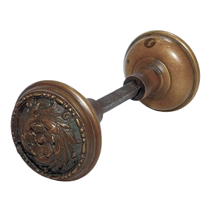 1900s Antique American Romanesque Bronze Door Knobs - A Pair