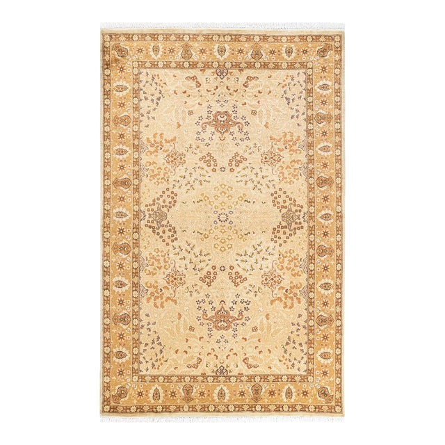 Mogul, One-of-a-Kind Hand-Knotted Area Rug - Ivory, 4' 8" x 7' 4" For Sale