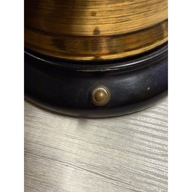Lane  brutalist Mid 20th Century Mid-Century Modern Brutalist Style Gold-Tone Table Lamp With Drum Shade For Sale - Image 4 of 8