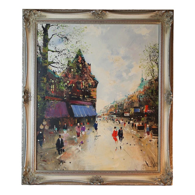 Rolf Schröder, Paris Street Scene, 1960s, Oil on Canvas, Framed For Sale