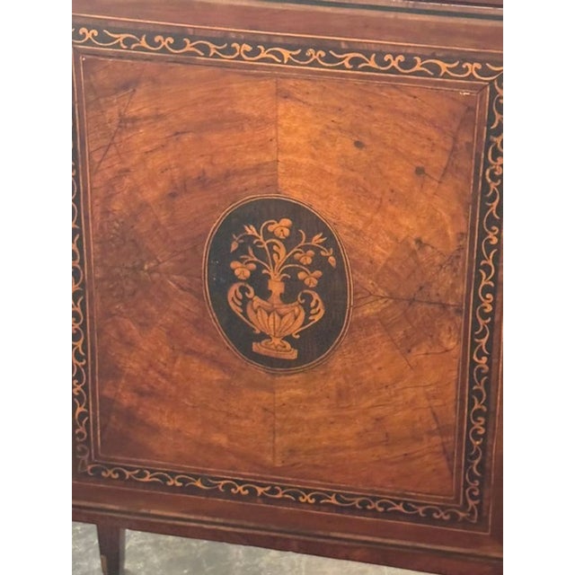 Early 19th Century Italian Inlaid Walnut Marble Top Side Table For Sale - Image 4 of 7