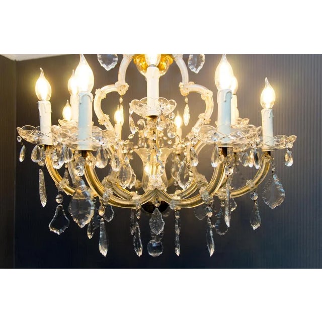 Thirteen-Light Crystal Chandelier in the Style of Maria Theresa, 1950s For Sale - Image 17 of 18