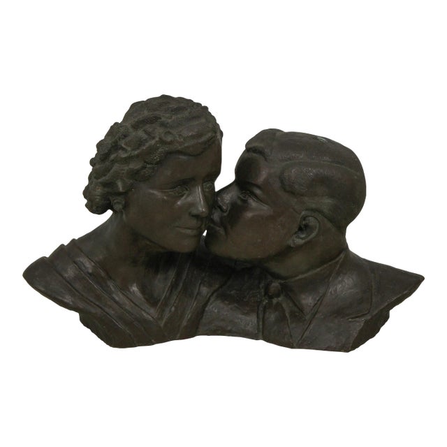 Laura Simpson C.1948 Double Male Figural Bronze Sculpture For Sale