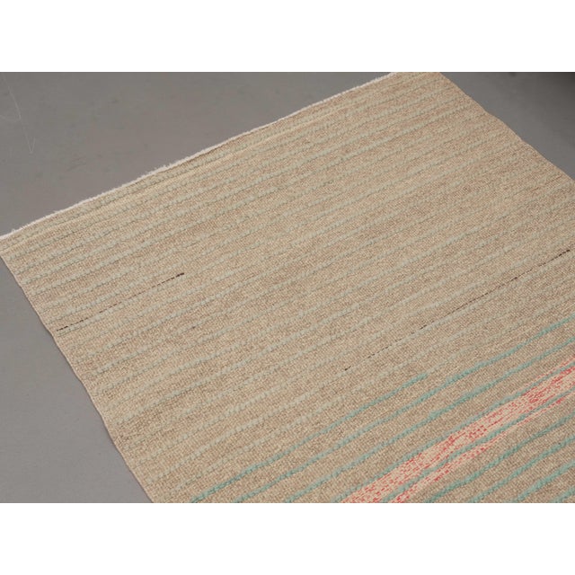 Turkish 1970s Vintage Handmade Wool Cotton Beige Runner Rug For Sale - Image 3 of 11
