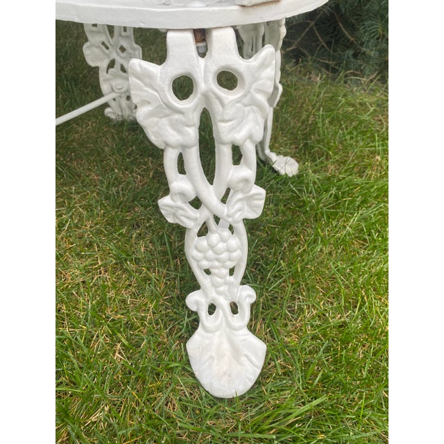 Metal Mid 20th Century Exquisite Wrought Iron Victorian Style Grape Vine Leaf Settee, 2 Chairs and Table, 4 Pieces Excellent "Mint" Condition.. For Sale - Image 7 of 12