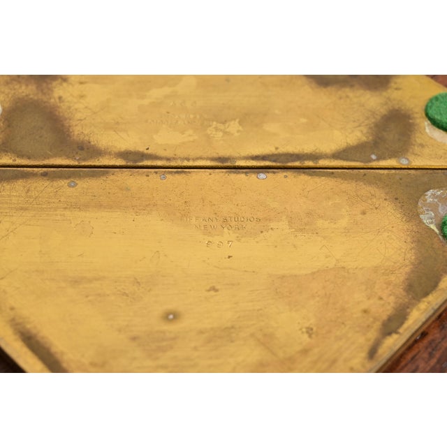 Tiffany Studios New York Grapevine Bronze Doré Blotter Corners With Leather Desk Blotter For Sale - Image 11 of 13