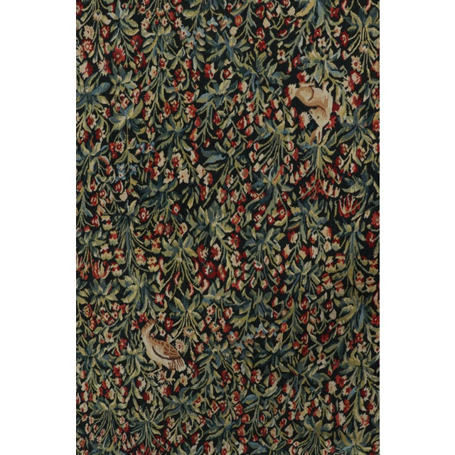 Traditional Rug & Kilim’s Armorial Tudor Style Rug in Green and Red Floral Patterns For Sale - Image 3 of 7