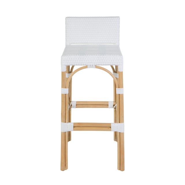 2020s Serienna 30 in. Seat Height Rectangular Rattan Low Back Bar Stool, Smooth White For Sale - Image 5 of 11