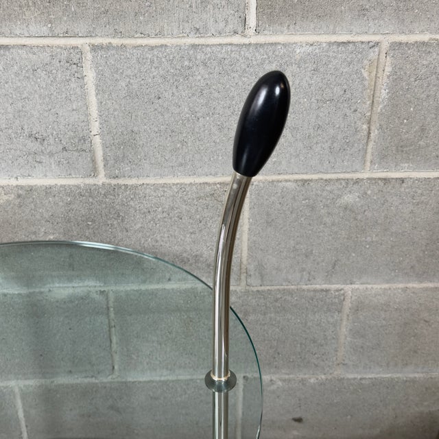 Circular Crystal Bar Cart with Two-Tiers and Chromed Metal For Sale - Image 6 of 11