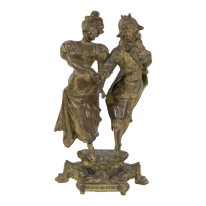 19th C Antique Bronze Sculpture of a Dancing Couple "Pas De Quatres" - Barthelmy