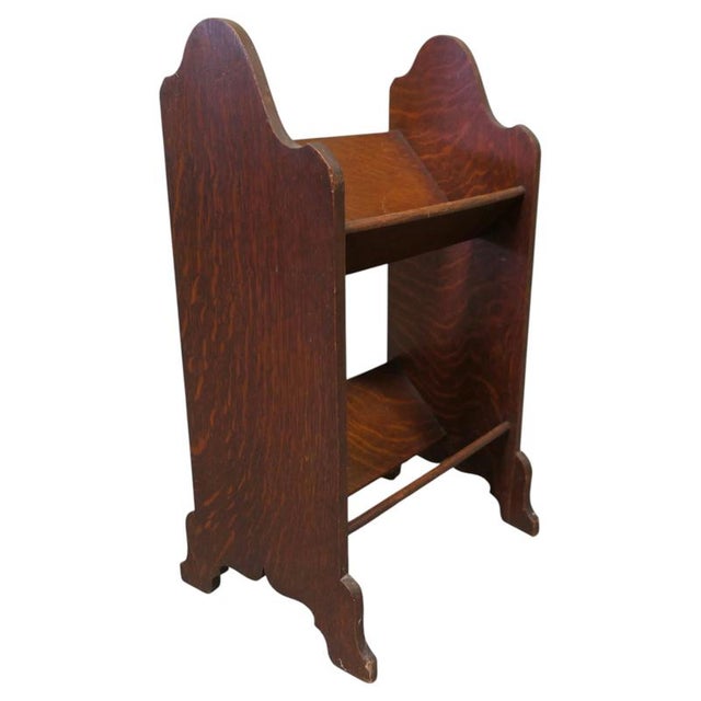 Wood Arts & Crafts Open Front Slope-Shelf Fireside Book Trough, 1880 For Sale - Image 7 of 7