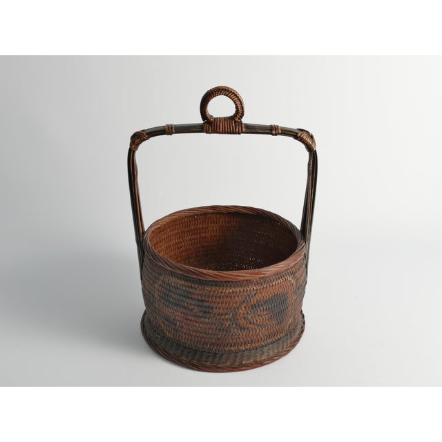 Brown Early 20th Century Chinese Betrothal or Wedding Basket with Peony and Bird Motif For Sale - Image 8 of 18