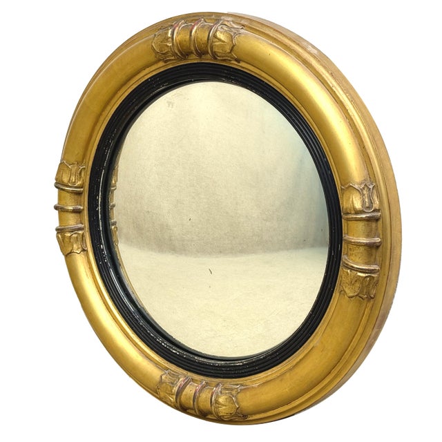 Small Circular Convex Giltwood Mirror, 1840 For Sale - Image 9 of 10