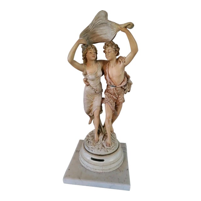 19th Century French Plaster Signed Sculpture Titled " L'Orage" by Brucha For Sale