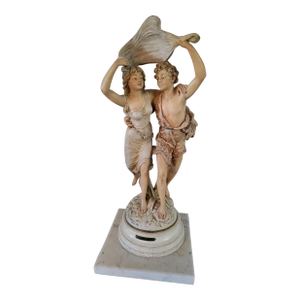 19th Century French Plaster Signed Sculpture Titled " L'Orage" by Brucha
