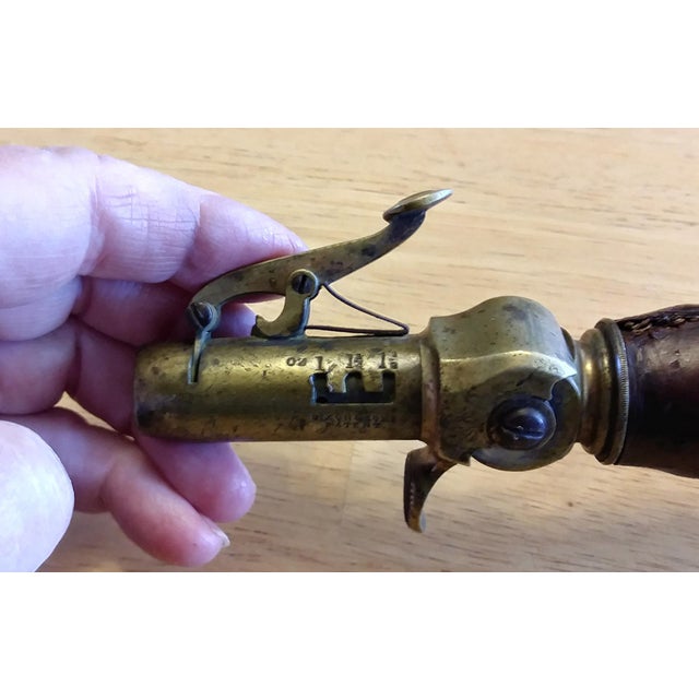 Mid 19th Century Civil War Era Leather Tooled and Brass Powder Horn / Flask For Sale - Image 5 of 5