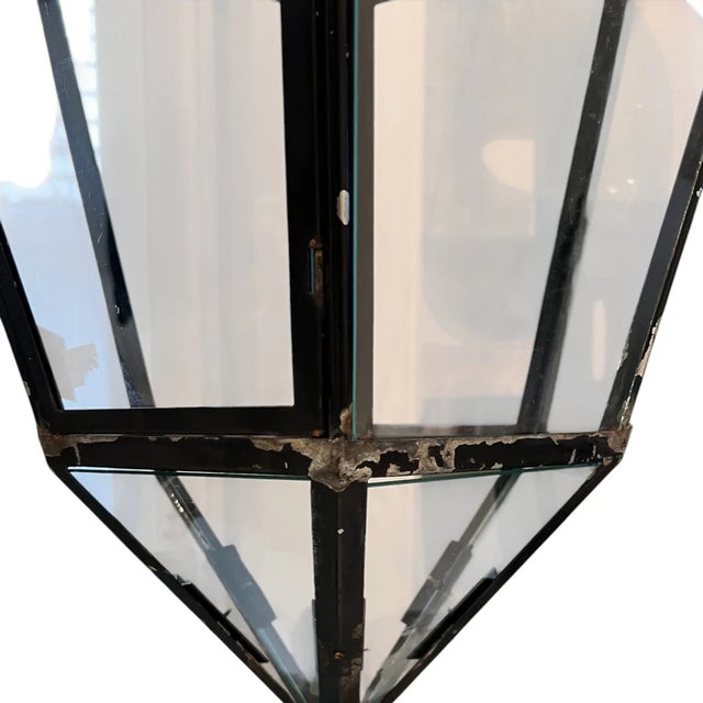 French 19th Century French Large Iron & Glass Lantern - Two Available For Sale - Image 3 of 3