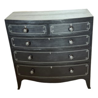 Antique Two Over Three Drawers - Painted Bow Front Chest of Drawers From England For Sale