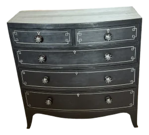 Antique Two Over Three Drawers - Painted Bow Front Chest of Drawers From England