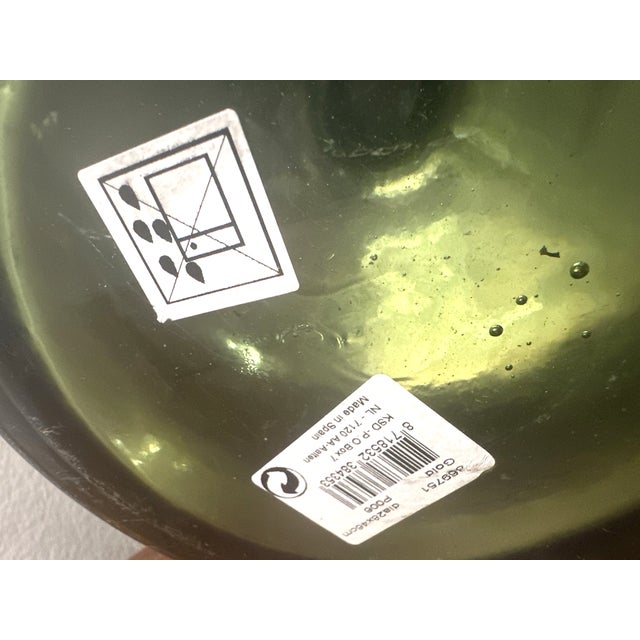 Oversized Spanish Olive Green Art Glass Demijohn Vase With Iridescent Gold Luster For Sale In Naples, FL - Image 6 of 10