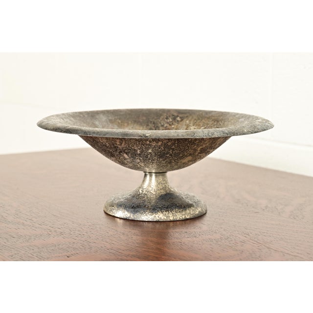 Art Deco Roycroft Arts & Crafts Silver Finished Copper Footed Centerpiece Bowl or Fruit Bowl For Sale - Image 3 of 12