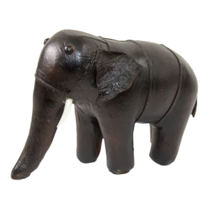 Black Leather Stuffed Elephant Toy