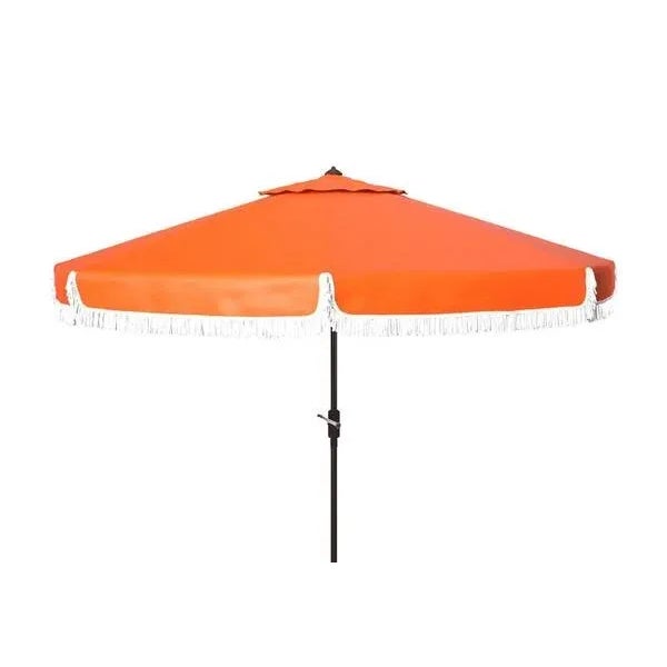 Not Yet Made - Made To Order Milan Fringe 9ft Crank Outdoor Push Button Tilt Umbrella - Orange For Sale - Image 5 of 5