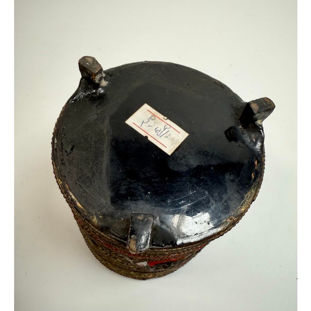 Antique Burmese Lacquerware Betel Box Kun It W/ Liner Red & Gilt 19th / Early 20th C. For Sale - Image 10 of 10