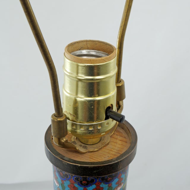 Antique Chinese Cloisonné Enamel Table Lamp C1920 For Sale - Image 15 of 17