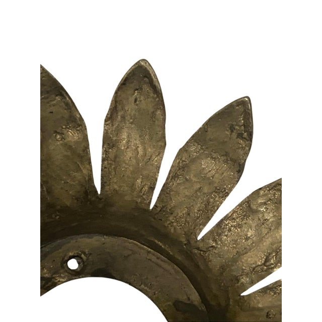 Antique French Floral Metal Ceiling Light Plate For Sale - Image 4 of 4