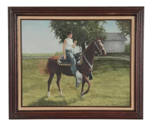Vintage Impressionist Oil/Canvas - Equestrian Scene - Signed