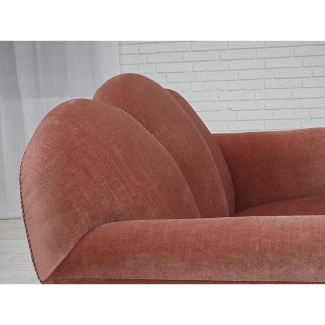 Vintage Danish Two-Seater Sofa in Salmon Pink Furniture Velour, 1950s For Sale - Image 13 of 18