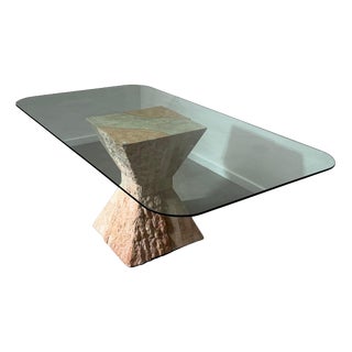 Mactan Stone Dining Table with Glass Top For Sale