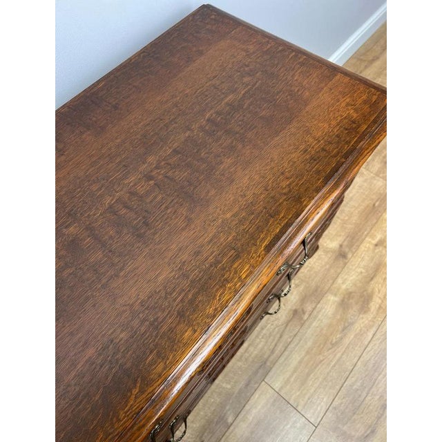 Vintage French Louis XVI Style Carved Oak Chest of Drawers For Sale - Image 12 of 14